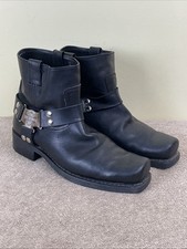 HARLEY DAVIDSON COURO PRETO QUADRADO. BOTAS MASCULINAS DE MOTOCICLETA TOE HARNESS 11.5 tornozelo comprar usado  Enviando para Brazil