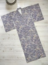 Japoński antyczny vintage lata 40. kimono odzież etniczna krepa jedwab kwiatowy jeden rozmiar wysoki na sprzedaż  PL