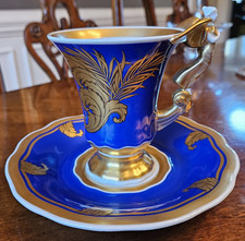 Usado, Pires de xícara de porcelana KPM Berlin cabo de anjo ouro azul ordem de coroa Wendish comprar usado  Enviando para Brazil