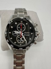 Relógio masculino Seiko Sportura SNAE69P1 cronógrafo aço preto slv redondo quartzo comprar usado  Enviando para Brazil