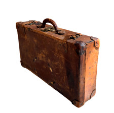 Usado, Mala/bagagem de viagem de couro vitoriana antiga desgastada década de 1880 comprar usado  Enviando para Brazil