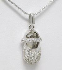 Berloque/pingente de sapato de ouro branco 17-18 quilates diamante bebê/menina B6446 comprar usado  Enviando para Brazil