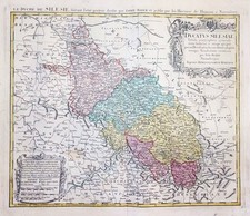 Schlesien SILESIEN Pologne POLSKA Pologne Wroclaw Brzeg Homann Carte Map 1749 na sprzedaż  Wysyłka do Poland