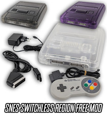 SNES Super Nintendo Switchless Region Free Mod PAL / NTSC S. Famicom Clear Case comprar usado  Enviando para Brazil