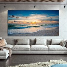 Pintura em tela praia mar paisagem decoração parede pôsteres e gravuras arte quadro de parede comprar usado  Enviando para Brazil