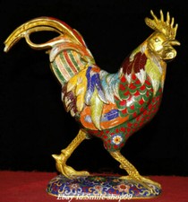 Estátua de galinha animal ano zodíaco esmalte cloisonne cobre porcelana antiga 13,3 pol. comprar usado  Enviando para Brazil