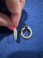 Brincos de argola de cristal tom dourado assinados pela Swarovski, 1 polegada de comprimento comprar usado  Enviando para Brazil