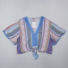 Camisa feminina cigana e poeira lunar GG multicolorida floral cropped tamanho grande BOHO hippie, usado comprar usado  Enviando para Brazil