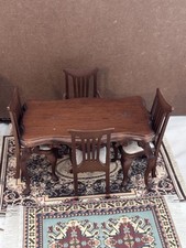 Juego de mesa y 4 sillas vintage para casa de muñecas colección miniatura Leer segunda mano  Embacar hacia Mexico