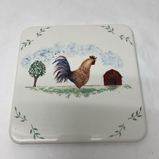 Trivet Hot Pad Country Barn Galo Talheres Galinha Fazenda Pintado à Mão comprar usado  Enviando para Brazil