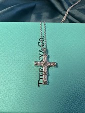 Colar Tlffany & Co .21ct pingente cruz de platina diamante 17" na caixa comprar usado  Enviando para Brazil