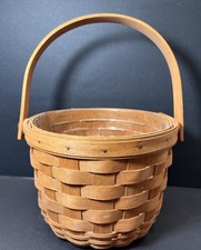 Cesta Longaberger redonda básica com alça e inserção de forro de plástico 1991 comprar usado  Enviando para Brazil