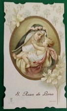 SANTA LEGA EUCARISTICA RARO ANTICO SANTINO SANTA ROSA DA LIMA CON PREGHIERA  comprar usado  Enviando para Brazil