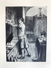 Ilustração antiga de 1908 EDGAR ALLAN POE O poema do corvo terror gótico macabro comprar usado  Enviando para Brazil