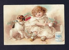 Cartão comercial vitoriano da década de 1890 Condensed Milk Co. Menina e filhote comprar usado Cartão comercial vitoriano da década de 1890 Condensed Milk Co. Menina e filhote comprar usado  Enviando para Brazil