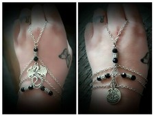 1 pulseira de corrente de mão pulseira de anel corrente de mão anel de dedo delicado pulseira de escravo, usado comprar usado  Enviando para Brazil