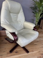 Cream leather swivel for sale  LONDON