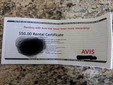 Avis rental certificate for sale  Rancho Cordova