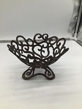 Antiga tigela de ferro fundido com pedestal de rolo 6” cesta redonda tigela de frutas peça central, usado comprar usado  Enviando para Brazil