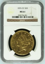 Usado, 1876 - CC $20 Ouro Double Eagle NGC 61 Frete Grátis Apenas EUA (48) comprar usado  Enviando para Brazil