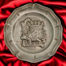 Antico piatto peltro usato  Montebello della Battaglia
