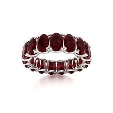 Anel de banda granada corte brilhante oval 6x4mm eternidade completa folheado a ródio comprar usado  Enviando para Brazil