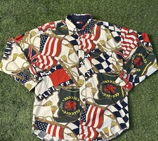 Camisa náutica vintage anos 90 Tommy Hilfiger bandeira brasão manga longa GG rara EUA comprar usado  Enviando para Brazil