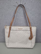Bolsa tote Michael Kors marrom e branca assinatura PVC com acabamento em couro comprar usado  Enviando para Brazil