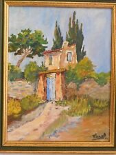 Óleo sobre tela de papelão MAREL "View A Mas Provençal" bem emoldurado datado 84 comprar usado  Enviando para Brazil