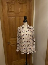Express "Camisa Portofino" Pequena com Estampa de Palmeira Manga Longa Botão-Frente Top comprar usado  Enviando para Brazil
