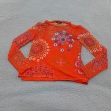 Usado, Blusa feminina Desigual grande transparente floral laranja em camadas Y2K ajustada flor hippie comprar usado  Enviando para Brazil