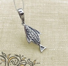 Pingente de prata esterlina 925 Ichthys peixe de Cristo 1,3 pol. presente religioso unissex comprar usado  Enviando para Brazil