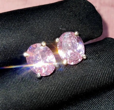Brincos elegantes de diamante rosa solitário com certificação 4 quilates tratados, prata 925 comprar usado  Enviando para Brazil