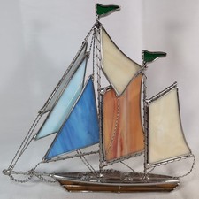 Escultura náutica GRANDE apanhador de sol cortador de metal fio vitral veleiro comprar usado  Enviando para Brazil