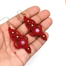 Brinco de macramê com fio de macramê e joia de latão 2"" comprar usado Brinco de macramê com fio de macramê e joia de latão 2"" comprar usado  Enviando para Brazil