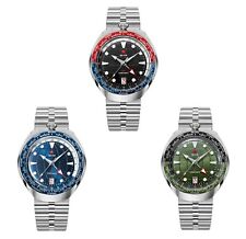 RED STAR BULLHEAD Sea Star GMT relógio de mergulho automático tempo duplo NH34 42mm 100M C3 comprar usado  Enviando para Brazil