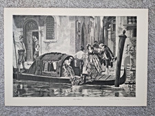 Gondola, Wenecja - antyczny nadruk - 1897 na sprzedaż  Wysyłka do Poland
