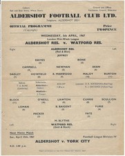Aldershot watford 1966 for sale  MILTON KEYNES