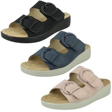 Mujer Eaze Doble Tira y Hebilla Cuña Baja Sandalias Tira F1R2077 comprar usado  Enviando para Brazil