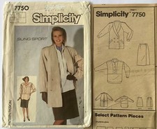 Simplicity 7750 sewing for sale  MALVERN