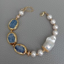 Pulsera Keshi Perla Azul Natural Cianita Moda Fina Hecha a Mano Joyería Para Regalo segunda mano  Embacar hacia Mexico