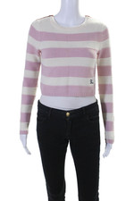 Blusa suéter cropped listrada mistura de lã feminina sólida e listrada rosa tamanho P comprar usado  Enviando para Brazil