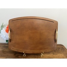 Usado, Bandeja de servir de madeira vintage Baribocraft Canadá com alças de latão comprar usado  Enviando para Brazil