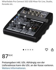 Wharfedale Pro Connect 502 USB Kompaktowy mikser z kablem zasilającym. Bez oryginalnego opakowania., używany na sprzedaż  Wysyłka do Poland