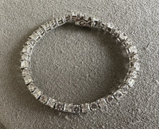 Pulseira de tênis ILU prata esterlina quadrada redonda CZ 6,5", usado comprar usado  Enviando para Brazil