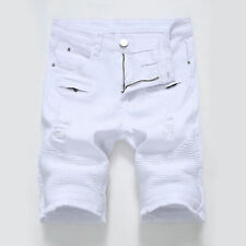Calça jeans masculina skinny rasgada elástica curta casual jeans shorts calça fina comprar usado  Enviando para Brazil