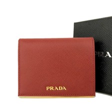 Bolsa carteira dobrável de couro PRADA Saffiano vermelha/9BE0136 não usada comprar usado  Enviando para Brazil