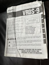 Teac vrds instructions for sale  SHEFFIELD