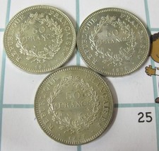 Três moedas de prata Hércules França 50 francos - grandes e não circuladas 74, 77, 78 comprar usado  Enviando para Brazil