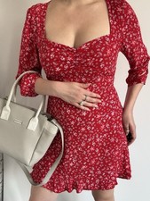 Używany, Czerwona sukienka Zara M kwiaty cottage kobieca romantyczna letnia glam na sprzedaż  PL
